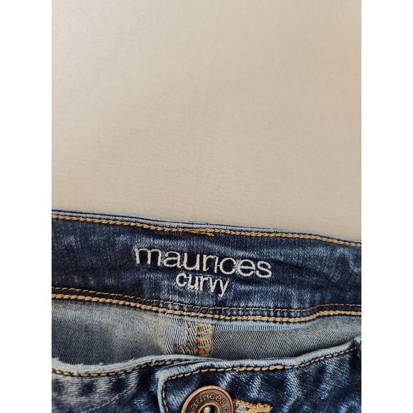 Maurices Women's Blue Solid Stretch Low Rise Curvy Straight Leg Jeans Size 7/8 - Picture 3 of 7